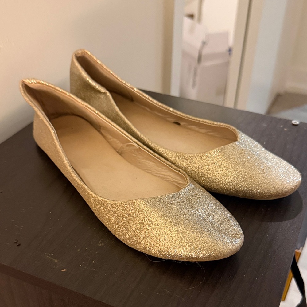David’s Bridal DB studio Gold Glitter Ballet Flats